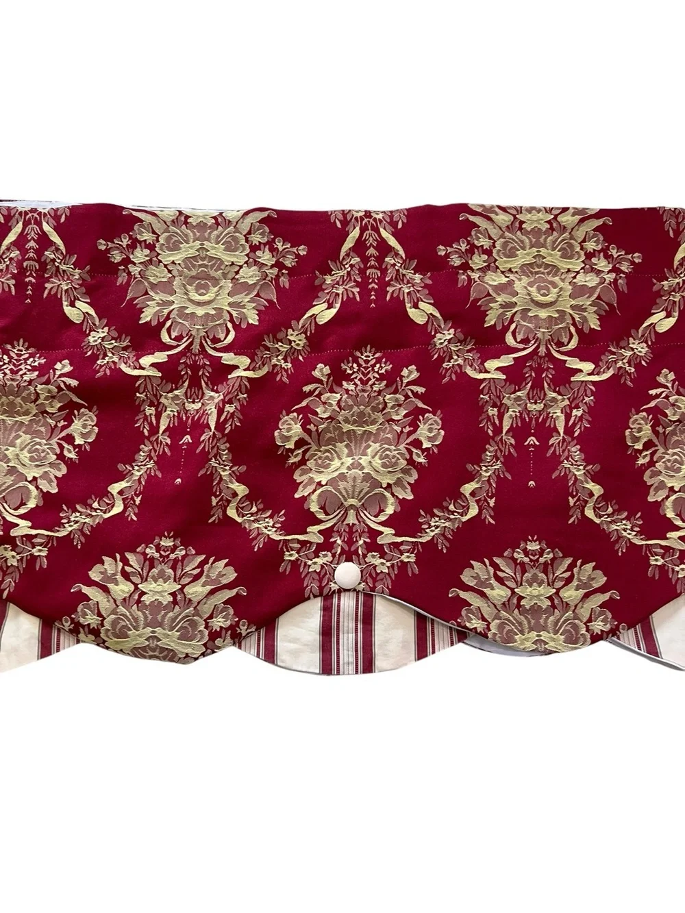 Waverly Chatham Rose Momento Valance Merlot Gold Stripe 17” By 76”